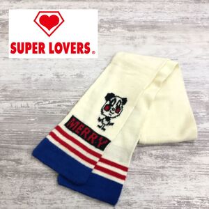 1D2513-R-N◆SUPER LOVERS スーパーラヴァーズ マフラー◆レディース キッズ ティーン 原宿系 レトロ パンダ アクリル オフホワイト