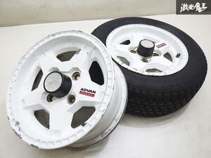 ●ADVAN RALLY アドバンラリー 14インチ 6J ＋20 白 ホイール 2本 PCD114.3-4穴 旧車 セリカ レビン トレノ (タイヤ1本付 185/65R) 棚W-3