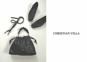 CHRISTIAN VILLAクリスチャンヴィラ*2WAY巾着レザーバッグ