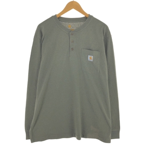 古着 カーハート Carhartt ORIGINAL FIT ヘンリーネック 無地ポケットロングTシャツ ロンT メンズL相当 /eaa410110