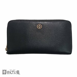 TORY BURCH トリーバーチ ラウンドファスナー長財布 ブラック ワンポイントロゴ 黒 ファスナー開閉小銭入れ カード入れ×15 札入れ