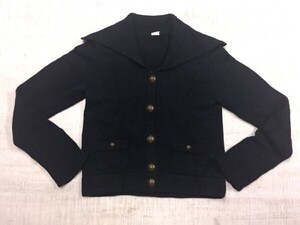 ジェイクルー J.CREW レトロ アメトラ 古着 エンブレムボタン セーラーカラー コットンニット カーディガン ジャケット レディース M 紺