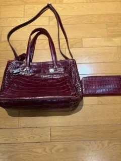 FURLAクロコ型押しトートバッグ&長財布