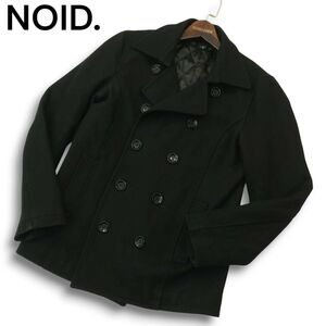 NOID. ノーアイディー 秋冬 中綿★ メルトン ウール スリム Pコート Sz.1 メンズ 黒　A4T13356_C#N