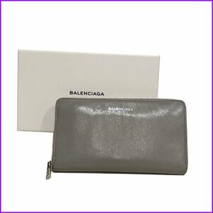 ●BALENCIAGA/バレンシアガ 長財布● グレー系 519641 CU50N ラウンドファスナー ウォレット 箱付き　中古