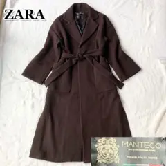 ZARA ザラ MANTECO ロングガウンコート ベルト ウール Aライン