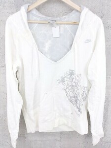 ◇ NIKE ナイキ プリント キッズ 子供服 長袖 プルオーバー パーカー L （12.14） ホワイト # 1002800210985