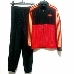 春物/未使用/adidas/アディダス/ジュニア/ブレーカースーツ/トラックスーツ/サイズ=150cm/black×red②