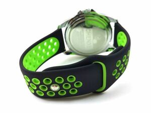 スポーツバンド 交換用腕時計ベルト シリコン ストラップ ブラックXグリーン 22mm