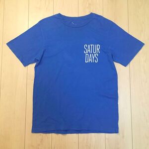 【美品・ネコポス対応】Saturdays NYC ×BEAMS Tee /サタデーズサーフ BEAMS別注 ロゴプリント Tシャツ 半袖 Mサイズ USA製 青