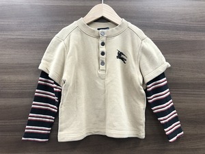 バーバリー BURBERRY 子供服 長袖 Tシャツ シャツ ベージュ系 ボーダー