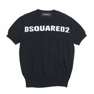 DSQUARED2 ディースクエアード ニット 半袖 S71HA0902 ロゴ 刺繍 ブラック イタリア製 サイズS 店舗受取可