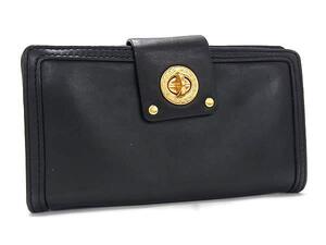 ■美品■ MARC BY MARC JACOBS マークバイマークジェイコブス レザー 二つ折り 長財布 ウォレット 札入れ 小銭入れ ブラック系 DH0568