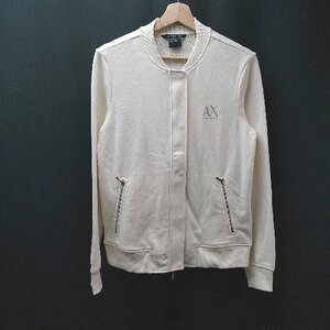 ◇ ARMANI EXCHANGE フロントファスナー ロゴワンポイント 上品 長袖 ブルゾン サイズL クリーム レディース E