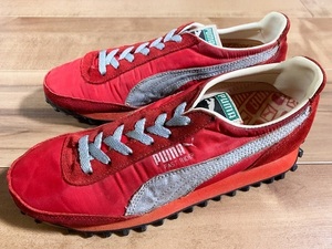 ビンテージ、レア! PUMA プーマ FAST RIDER ファストライダー 1980年台湾製 レッド/シルバー 24.5cm US6.5 目つき クライド スエード