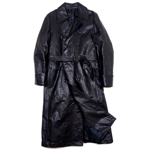 COMME CA DE MODE MEN Leather Trench Coat 美品 コムサデモードメン 羊革 山羊 レザートレンチコート ブラック Lサイズ