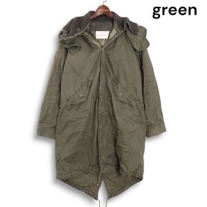 green グリーン 現HYKE 秋冬 中綿ライナー♪ ミリタリー モッズコート フィッシュテール パーカー Sz.1-SMALL　レディース　K4T02211_C#O