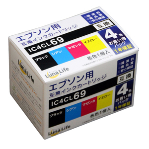 ワールドビジネスサプライ Luna Life エプソン用 互換インクカートリッジ IC4CL69 4本パック LN EP69/4P