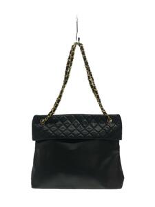 CHANEL◆ショルダーバッグ/レザー/BLK/無地