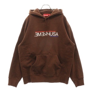 SUPREME シュプリーム 21AW USA HOODED SWEATSHIRT フロントロゴ スウェットプルオーバーパーカー ブラウン