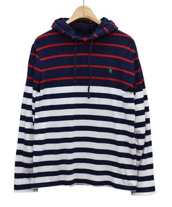 【ラルフローレン】【POLO ralph lauren】紺×白×赤【フード付き】【カットソー】パーカー【サイズＭ】BH2507-15