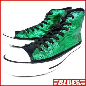 即決★CONVERSE★30cm ハイカットスニーカー コンバース メンズ 11.5 緑 光沢布 8ホールシューズ オールスター hh