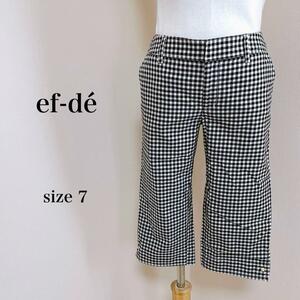 ef-de エフデ ハーフパンツ クロップド 薄手 春夏 チェック 白黒 7