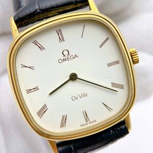 【稼働品】美品 オメガ OMEGA デビル DEVILLE メンズ 手巻き 腕時計 ゴールド スクエア ローマ数字 625 ヴィンテージ アンティーク 動作 y7