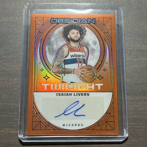 Isaiah Livers Auto /75 Twilight Signatures Electric Etch Orange Flood Parallel Autograph 2023-24 Panini Obsidian Basketball NBA