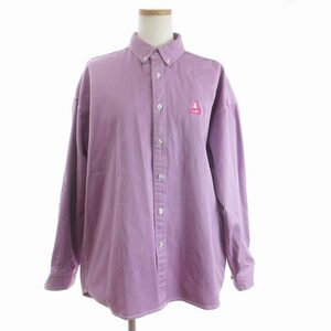 エックスガール x-girl FACE TWILL SHIRT フェイス ツイル シャツ ブラウス 長袖 紫 パープル 2 M トップス レディース