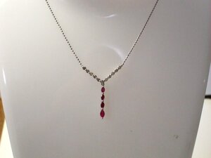 ★可愛い■特価品■ネックレス■ルビー０．３０ｃｔ・ダイヤ０．２５ｃｔ■プラチナ■２．８ｇ■４０ｃｍ■中古品■