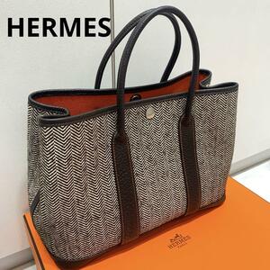 ☆美品☆HERMES ガーデンパーティーTPM ツィード トワルシェブロン