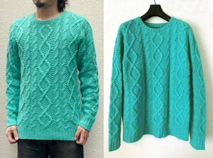 MR.GENTLEMAN FISHERMAN CREW NECK SWEATER M ミスタージェントルマン フィッシャーマンク ルーネック セーター ニット TURQUOISE