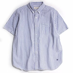 BEAMS BOY サッカークレイジーボタンダウンショートスリーブシャツ 定価9,790円 フリーサイズ BLUE 13-01-0476-803 ビームス ボーイ