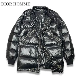 29 美品 正規品 DIOR HOMME ディオールオム 08AW DOWN JACKET ナイロン ダウンジャケット ロングcoat メンズ ブラック メンズ