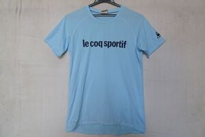 le coq sportif/ルコック/QE-00671/半袖Tシャツ/ポケッタブル/速乾性素材/フロント文字プリント/ファスナーポケット/水色/Sサイズ(8/9R)