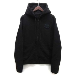 モンクレール MONCLER 2023AW ロゴ ワッペン スウェット パーカー ジップアップ ブラック 黒 M 8G00081 国内正規 メンズ