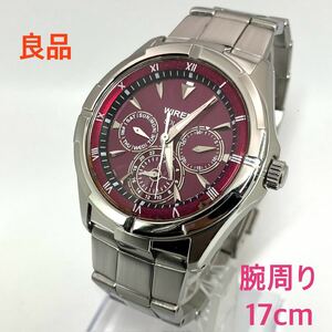 良品☆ソーラー☆送料込☆セイコー SEIKO ワイアード WIRED デイデイトカレンダー メンズ腕時計 レッド 人気モデル V14J-0BV0 AGAD034