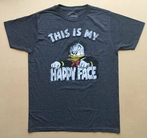 Disney ドナルドダック THIS IS MY HAPPY FACE 丸首Tシャツ Lサイズ 杢チャコールグレー　ディズニー　Donald Duck