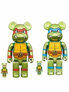 【4体セット】Be@rbrick LEONARDO CHROME Ver. 100% & 400%ベアブリック レオナルド クロム ミュータントタートルズ レオナルド Leonardo