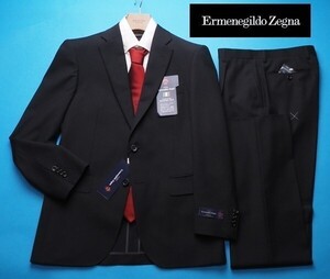 新品19.5万円 大手百貨店扱い 春夏『Ermenegildo Zegna ゼニア TROPICAL 伊製生地』ウール100% 無地 ツーパンツ スーツA8黒(A) 1508452