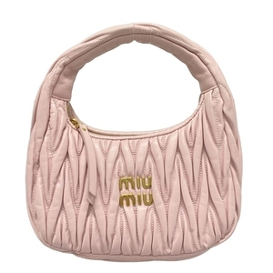 ミュウミュウ miumiu ハンドバッグ 5BC125 ワンダー マテラッセレザー ホーボーバッグ レザー ピンク ミニバッグ バッグ