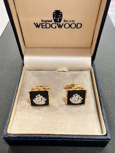 パ) WEDGWOOD ウェッジウッド カフスボタン カフス 船 ゴールド×ブラック 