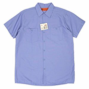 ディッキーズ Dickies 未使用 デッドストック 00s ワークシャツ 半袖 無地 旧タグ USA ビンテージ 古着 (-2108) ブルー / 青 L