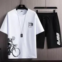 残りわずか！大きいサイズ　2点セット　４L　メンズ　半袖　Tシャツ　パンツ　黒