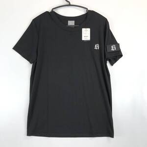 未使用 Lowren ローレン フィットネス 半袖Tシャツ ブラック 冷感生地 36(Sサイズ) 袖ワッペン 刺ロゴ ④