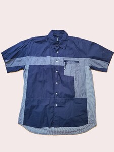 SILAS 切り替えし半袖シャツ Navy XL Used 正規品 サイラス 90年代 代官山 裏原 Silas&Maria