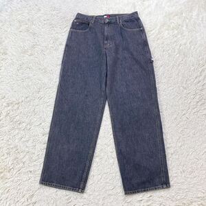 TOMMY HILFIGER トミーヒルフィガー デニム ペインターパンツ バギージーンズ 革パッチ ハンマーループ 33/32 L相当 ブラック 黒