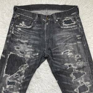 希少 ブラックデニム Denim & Supply Ralph Lauren デニム＆サプライ ラルフローレン ダメージ加工 PROSPECT SLIM M相当 ジーンズ ジーパン