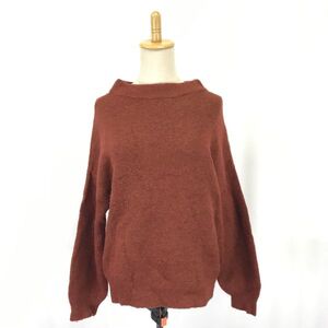 ナノユニバース/nano universe Genuine Couture★長袖ニットセーター【36/レディースS/赤茶系/red brown】ボートネック/sweater◆BH405